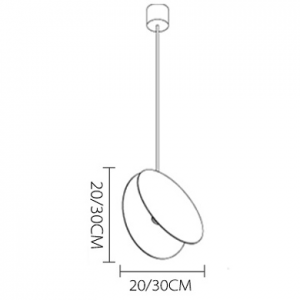 CRIMSON Circular Pendant Light size diagram showing 20 cm and 30 cm diameter options