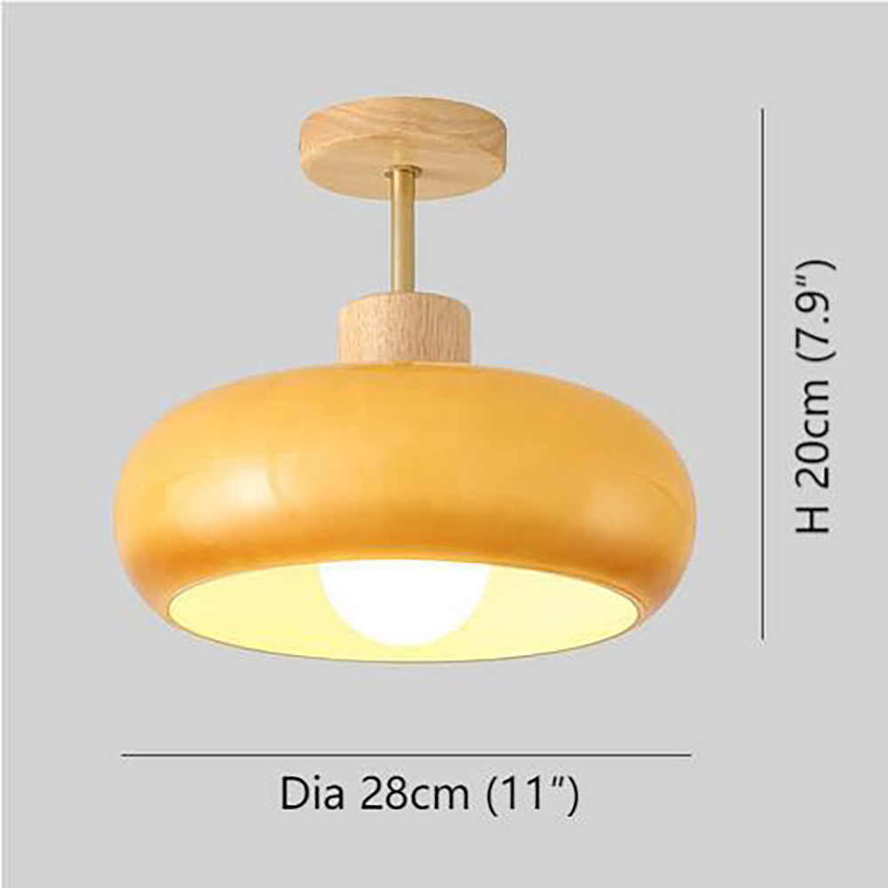 Schemat wymiarowy przedstawiający szklaną lampę sufitową Retro Bauhaus S84 o średnicy 28 cm i wysokości 20 cm