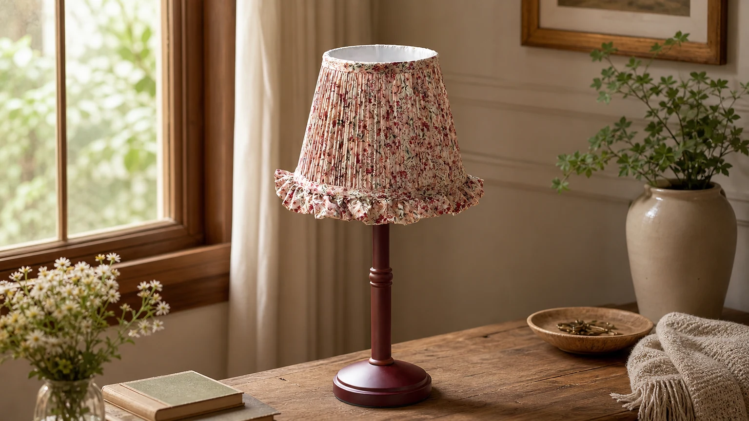Lampa stołowa Briarfield D335 w ciepłej scenerii wnętrza