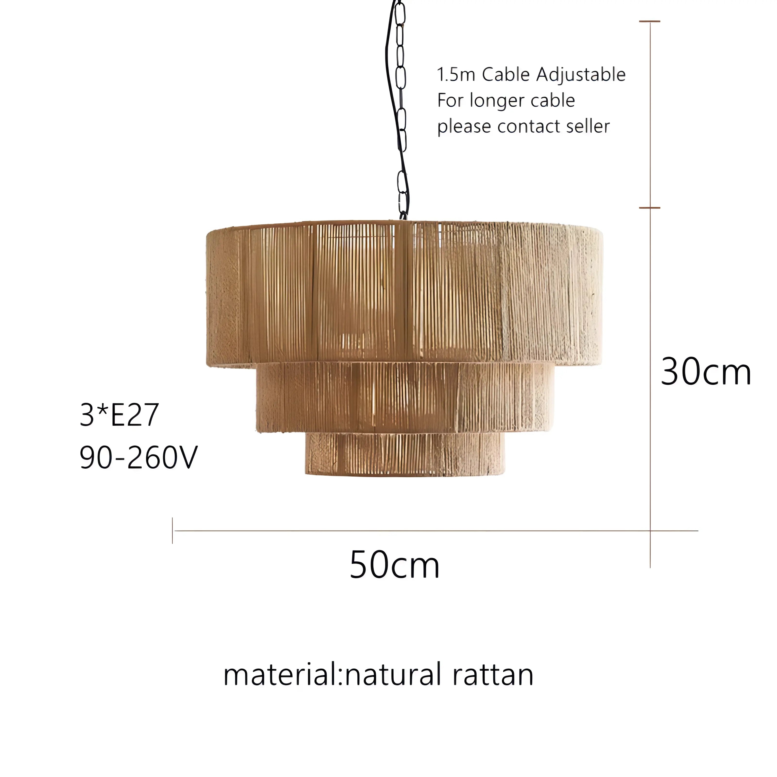 The Elegant Woven Waterfall Rattan Pendant Light D828