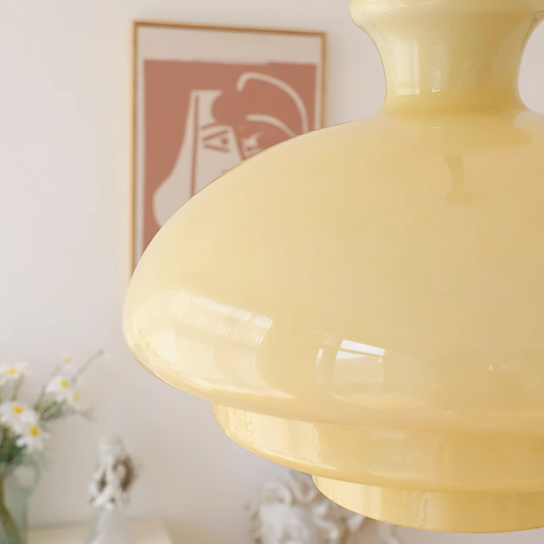 Round Yellow Stylish Simple Glass Pendant Lamp M36
