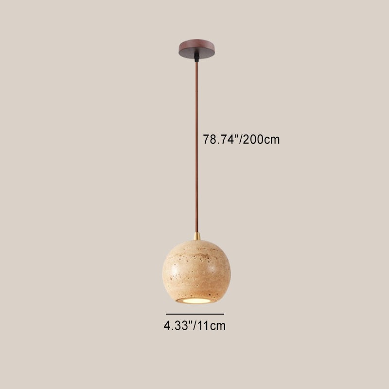 Traditional Japanese Travertine Wood Pendant Lamp M107