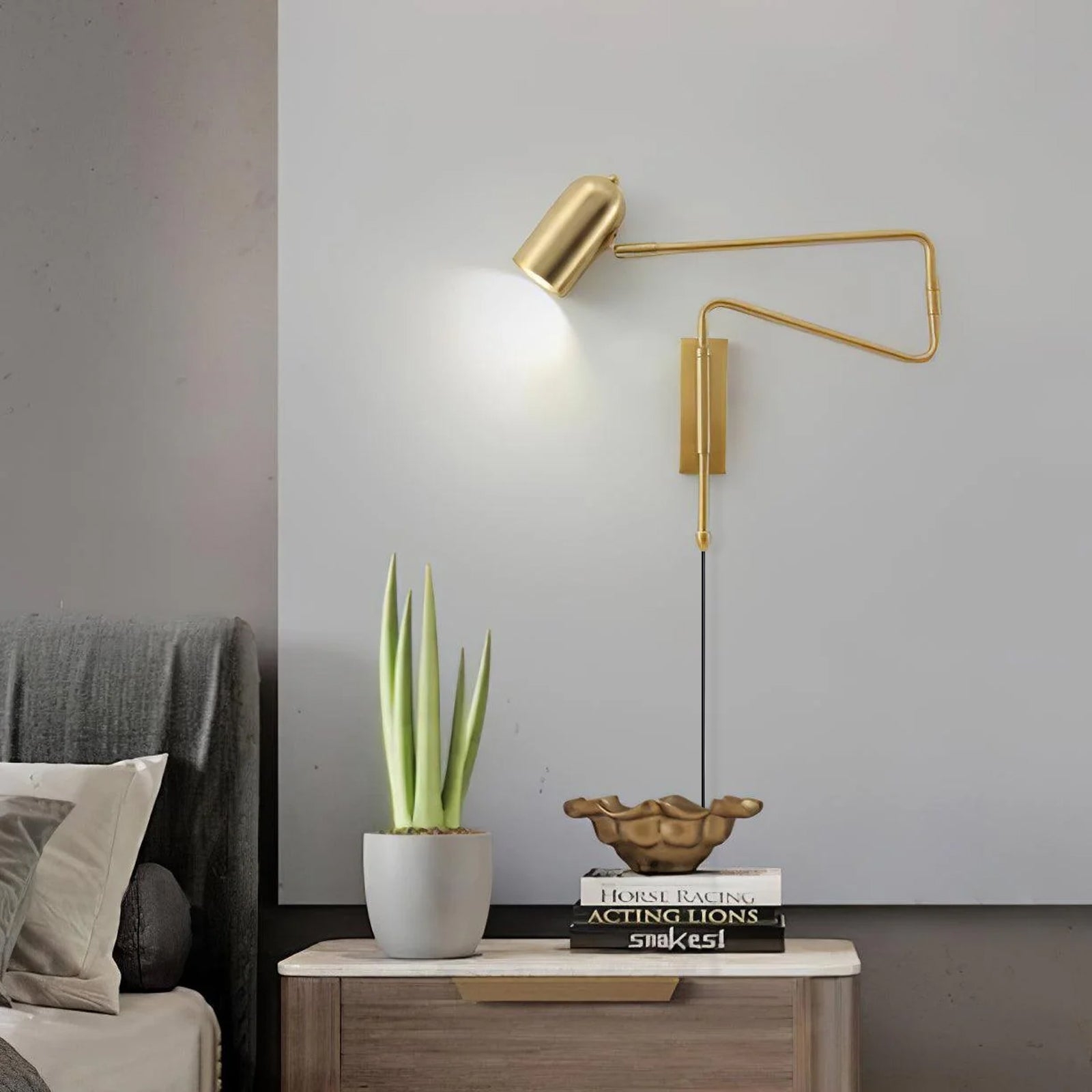 Adjustable Arm Plug In Wall Lamp D371