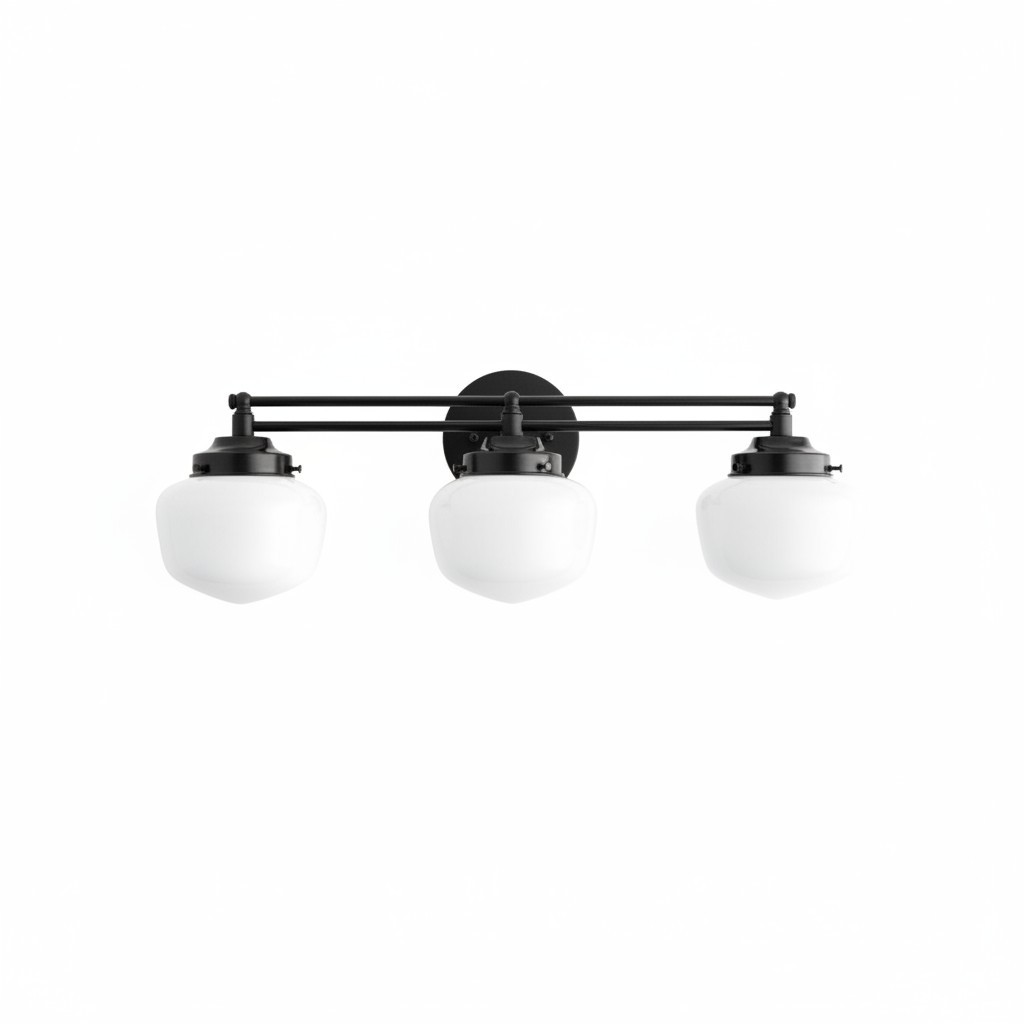 Opalume Glass Art Deco Vanity Light - Bathroom Wall Sconce with White Glass Shades T306