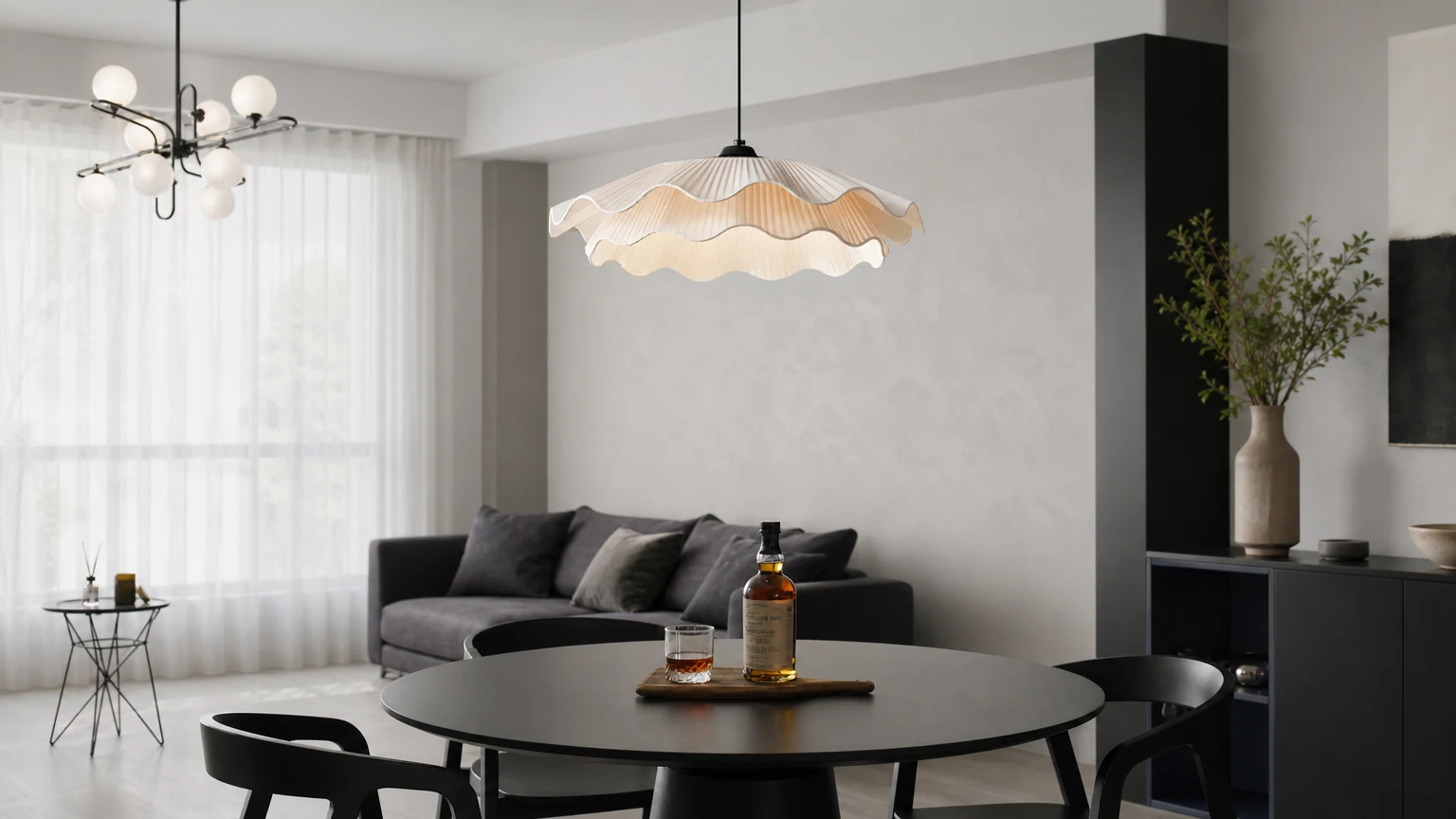 Biała lampa wisząca M181 w stylu francuskim w jasnym wnętrzu
