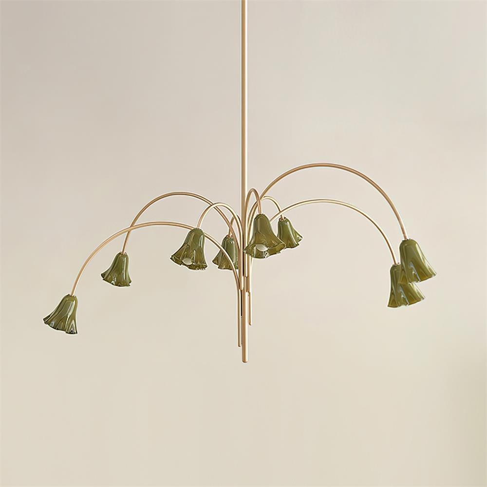 Bellina Modern Romantic Chandelier - Botanical Lily Design with Glass Flowers T280