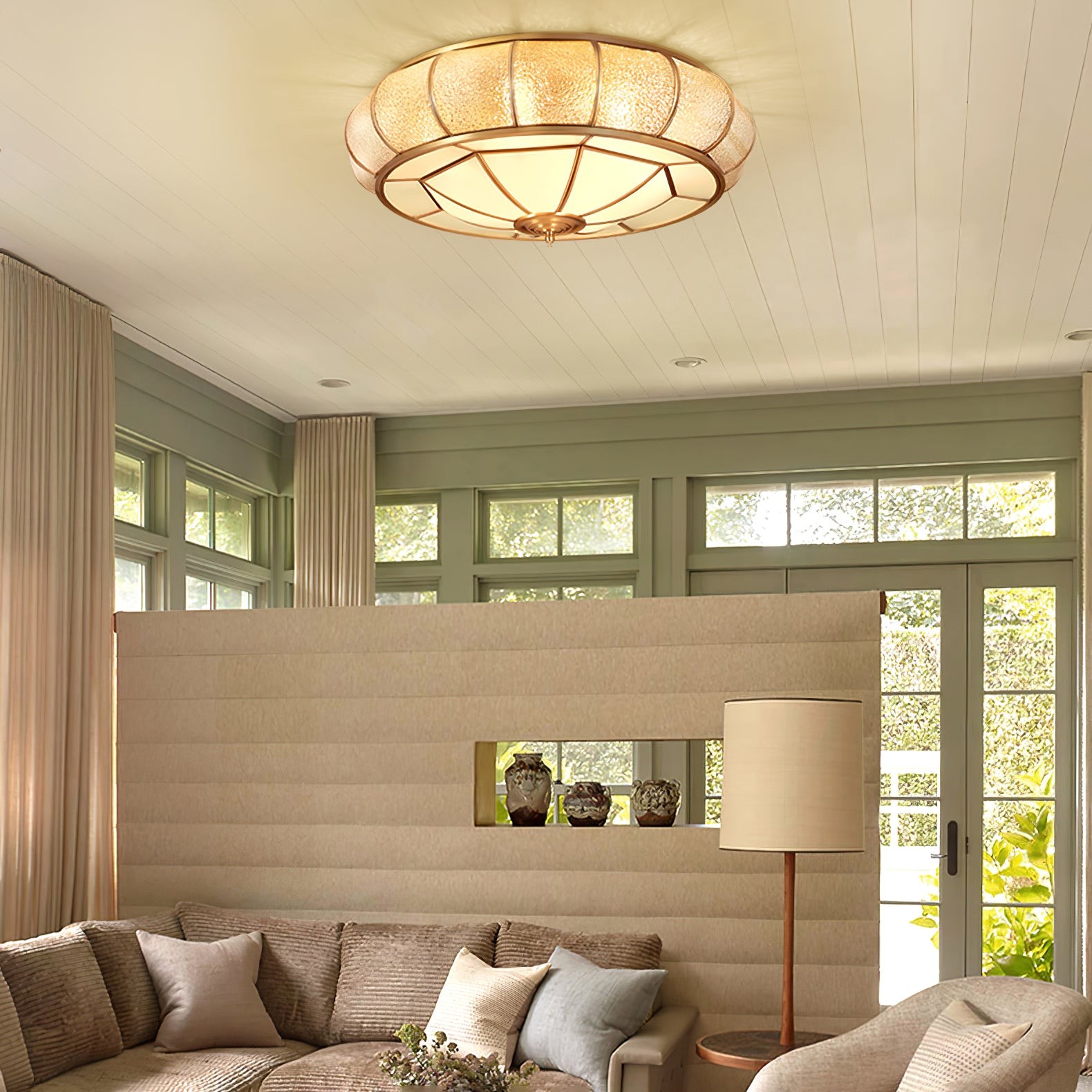 Round Textured Glass Ceiling Light M520