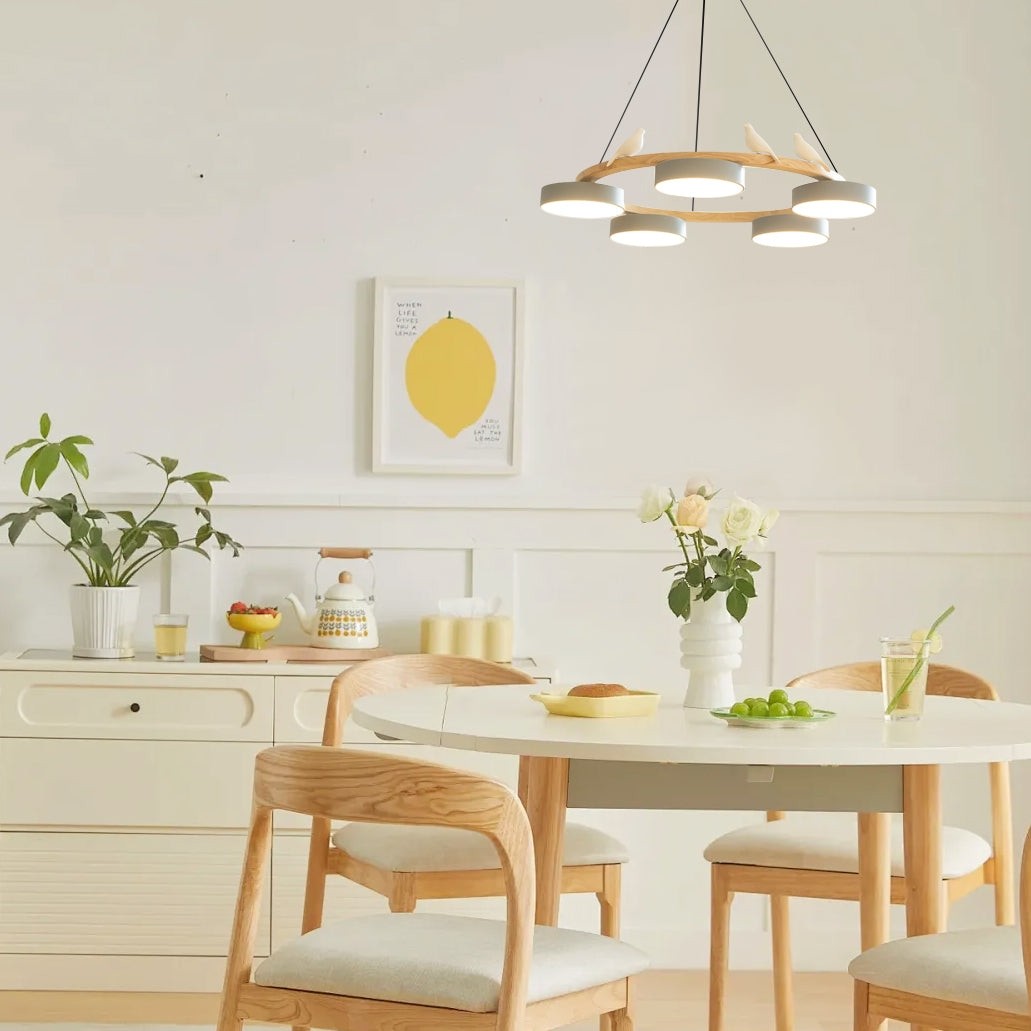 Nordic Wooden Bird Creative Round Chandelier S187