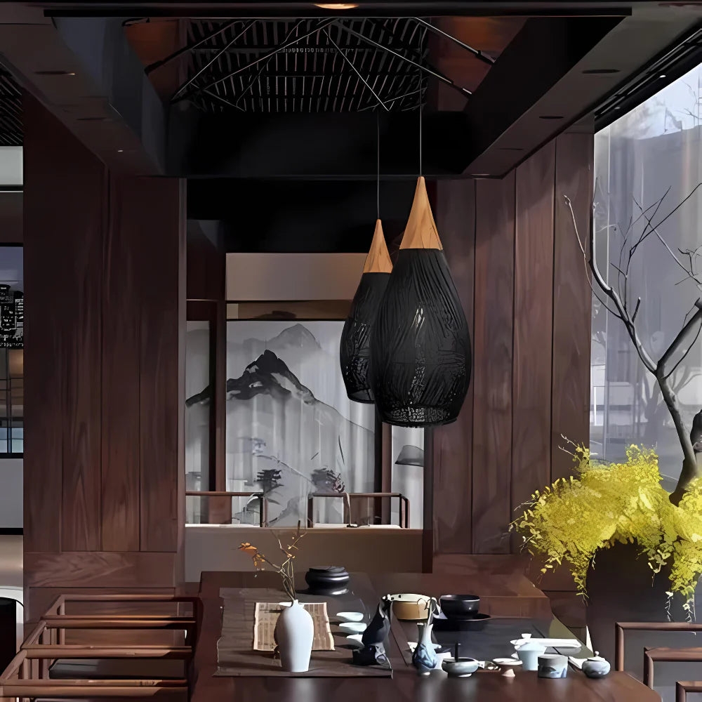 Handmade Rattan Tapestry Pendant Light D839