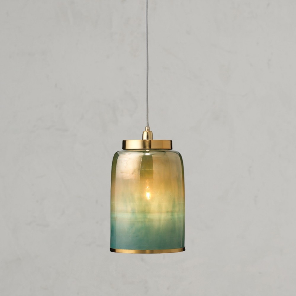 Helvo Green and Gold Hanging Pendant - Stylish Glass Lamp for Interiors T111