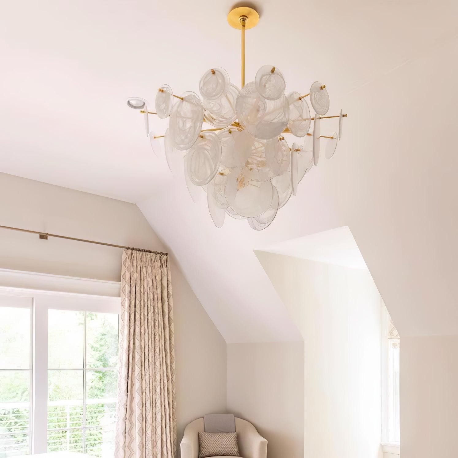 Brass Discs Cascading Chandelier M573