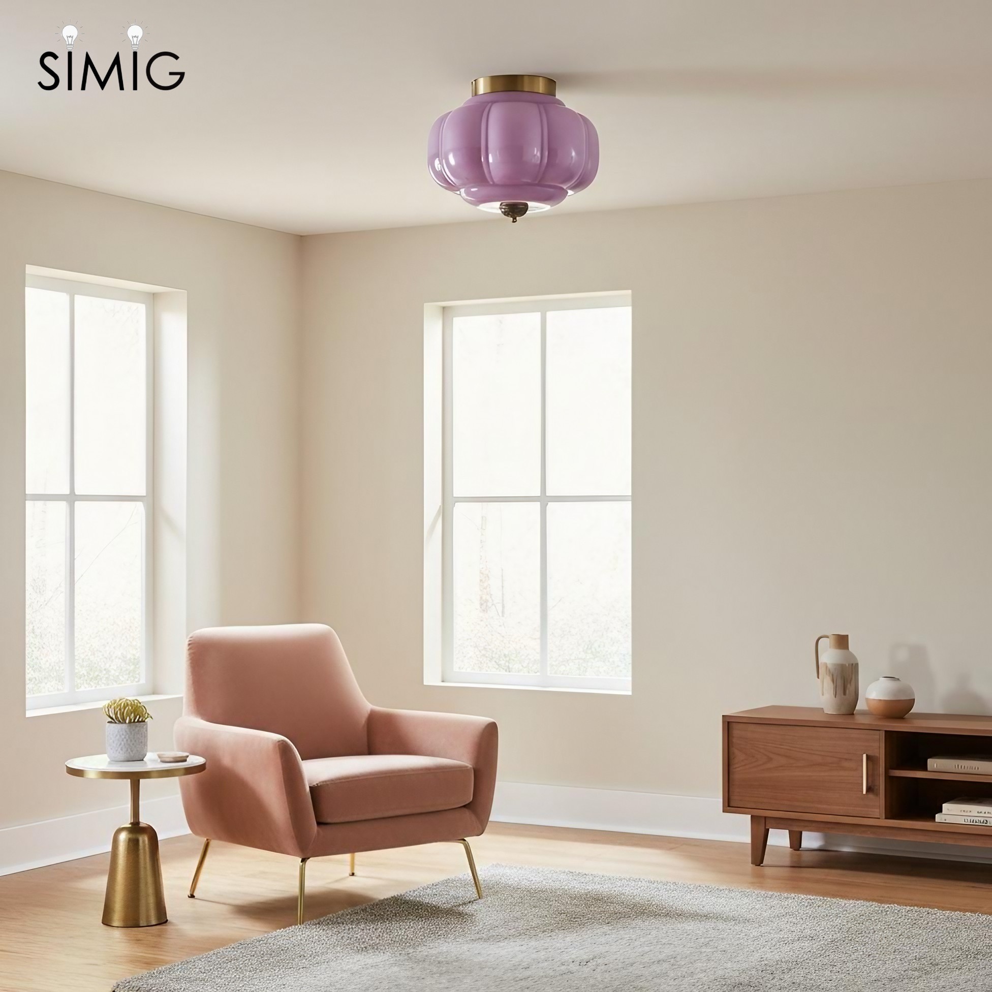 Eloise Retro Milk Glass Semi Flush Mount Ceiling Light G55
