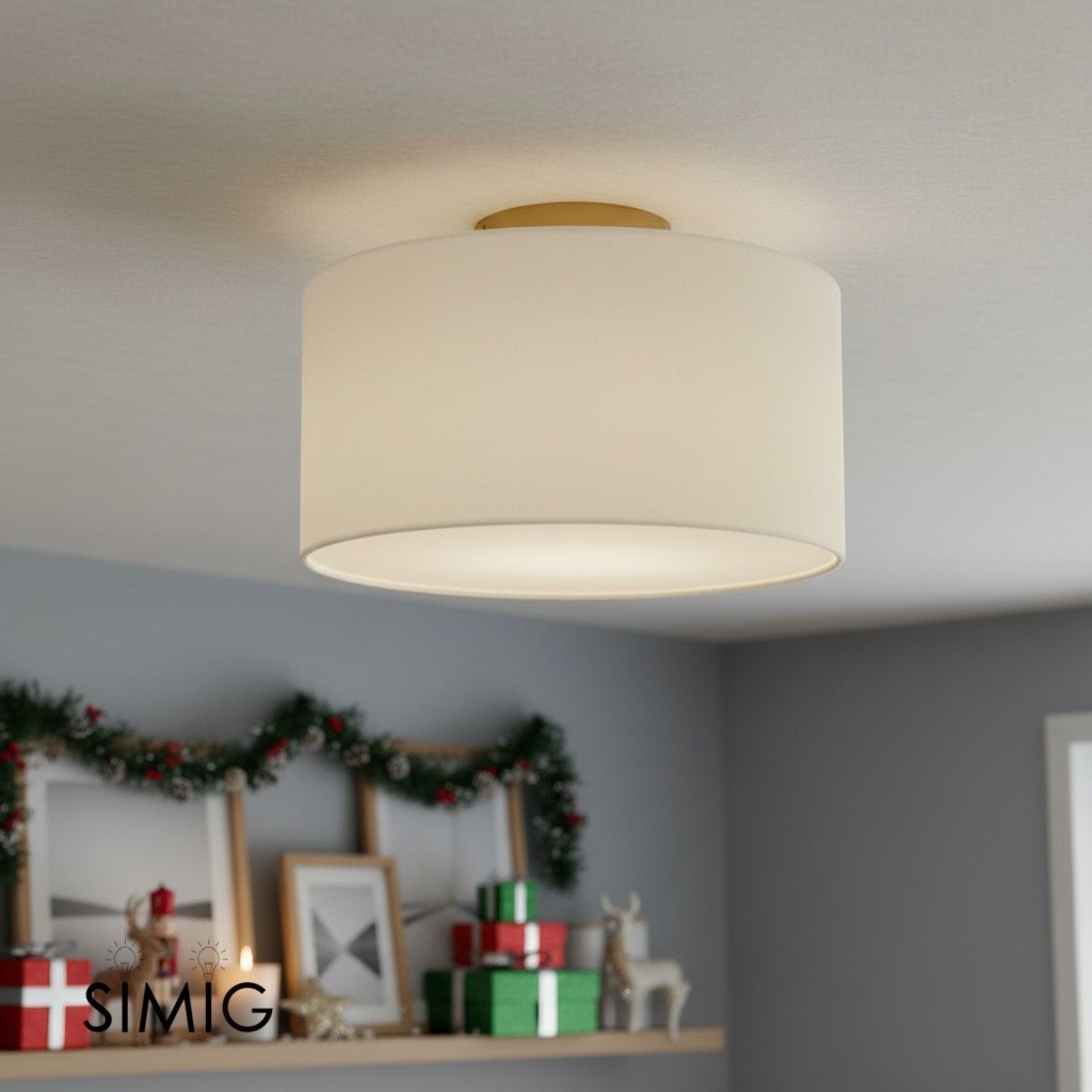 Jelvane Linen Drum Shade Ceiling Lamp T078