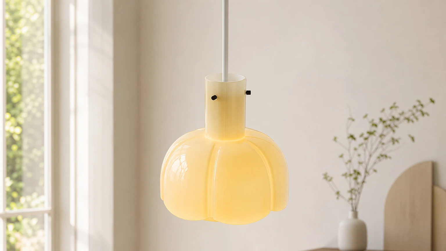Lampa wisząca ze szklanym pąkiem w stylu średniowiecznym M457 świecąca w delikatnym wnętrzu