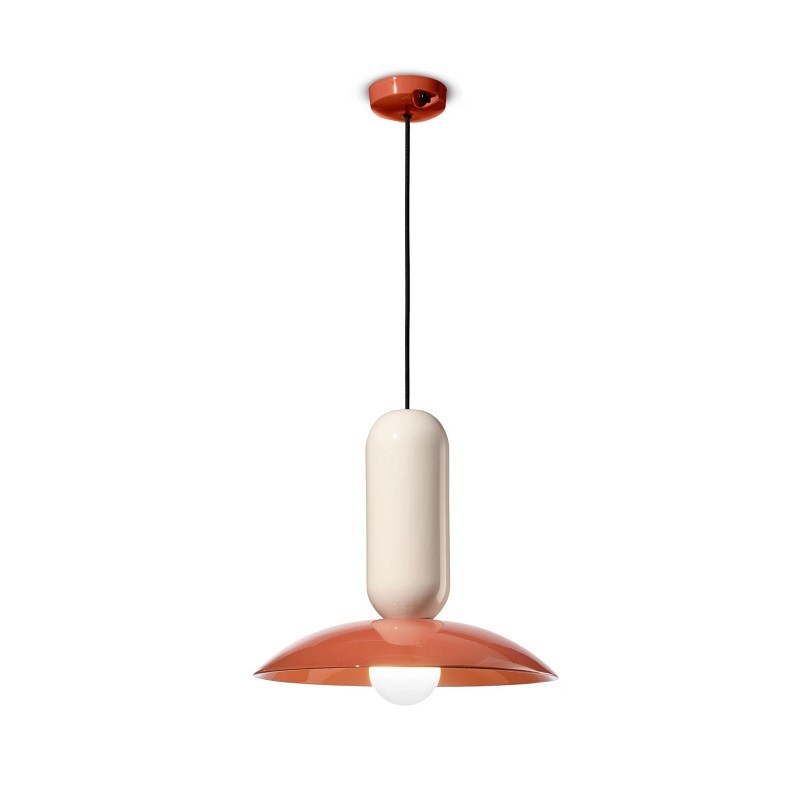 Lampa wisząca Frisbee Pau w kolorze biało-pomarańczowym