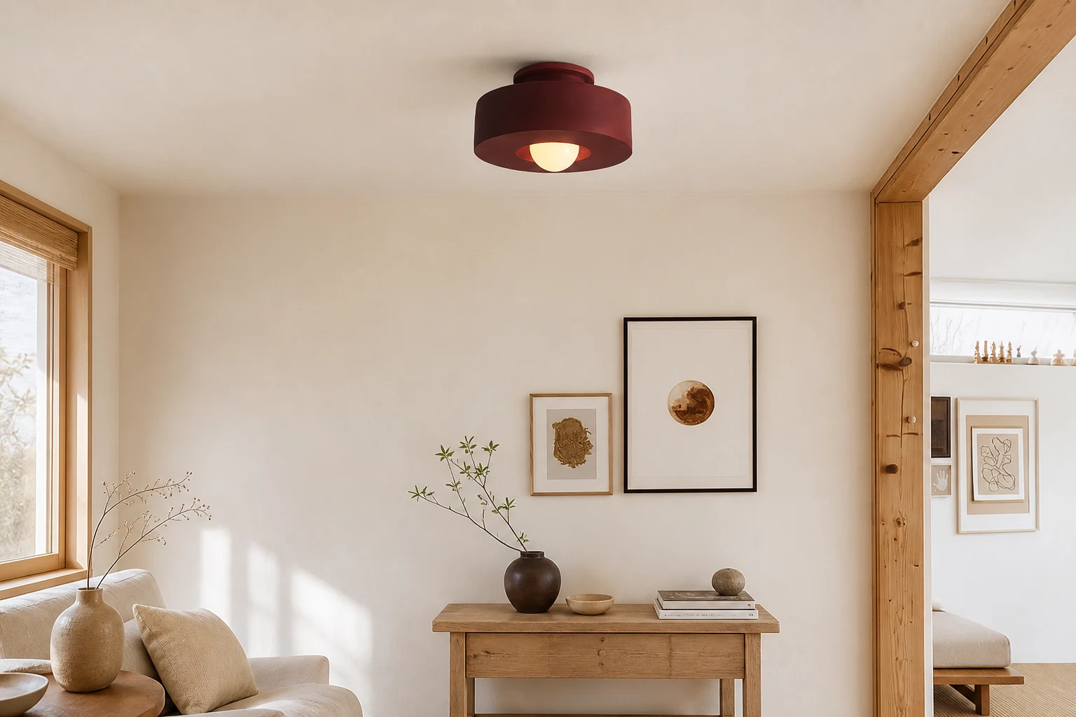 Lampa sufitowa LED Simon stylizowana na minimalistyczne wnętrze