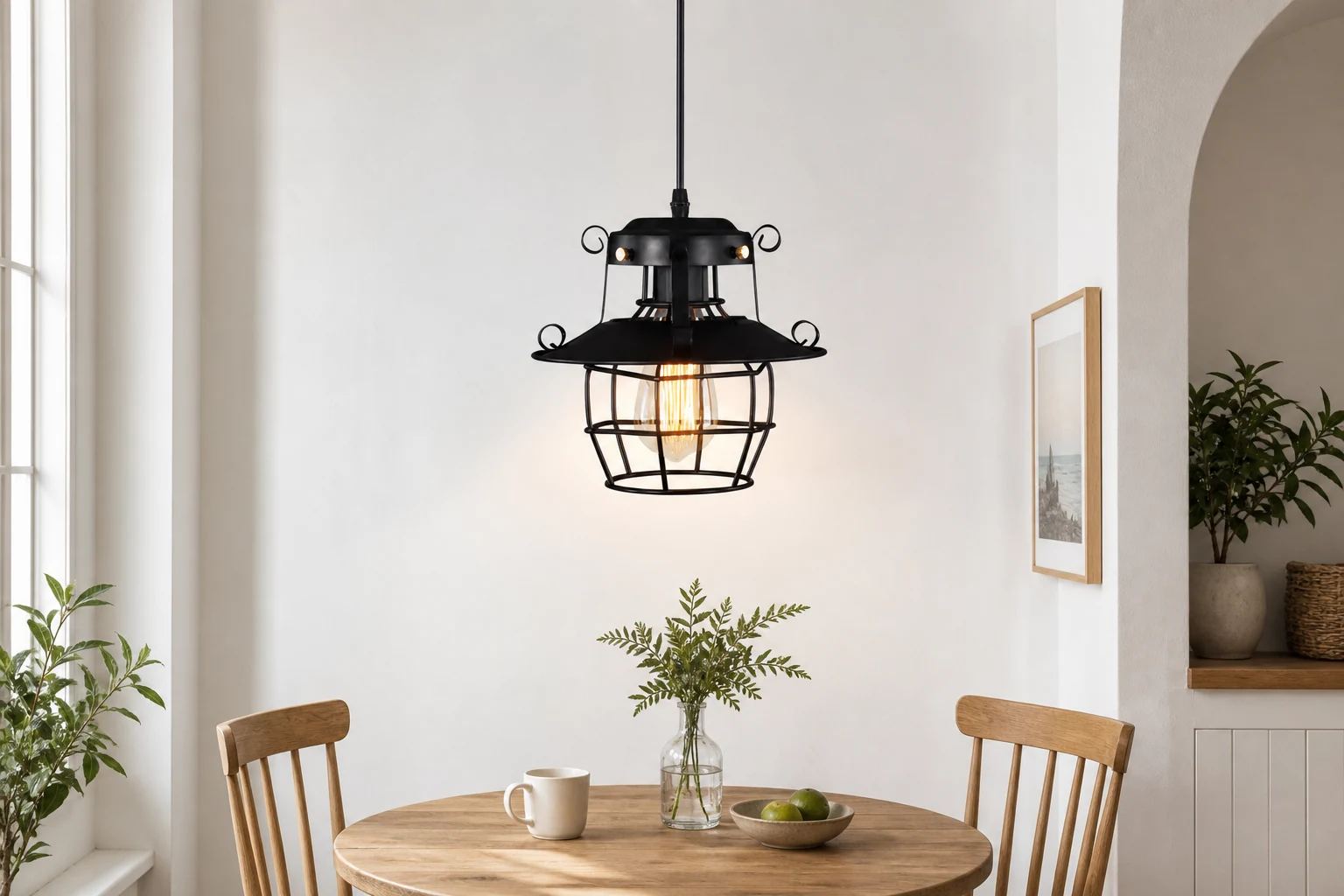 Scena lifestylowa z industrialną lampą sufitową