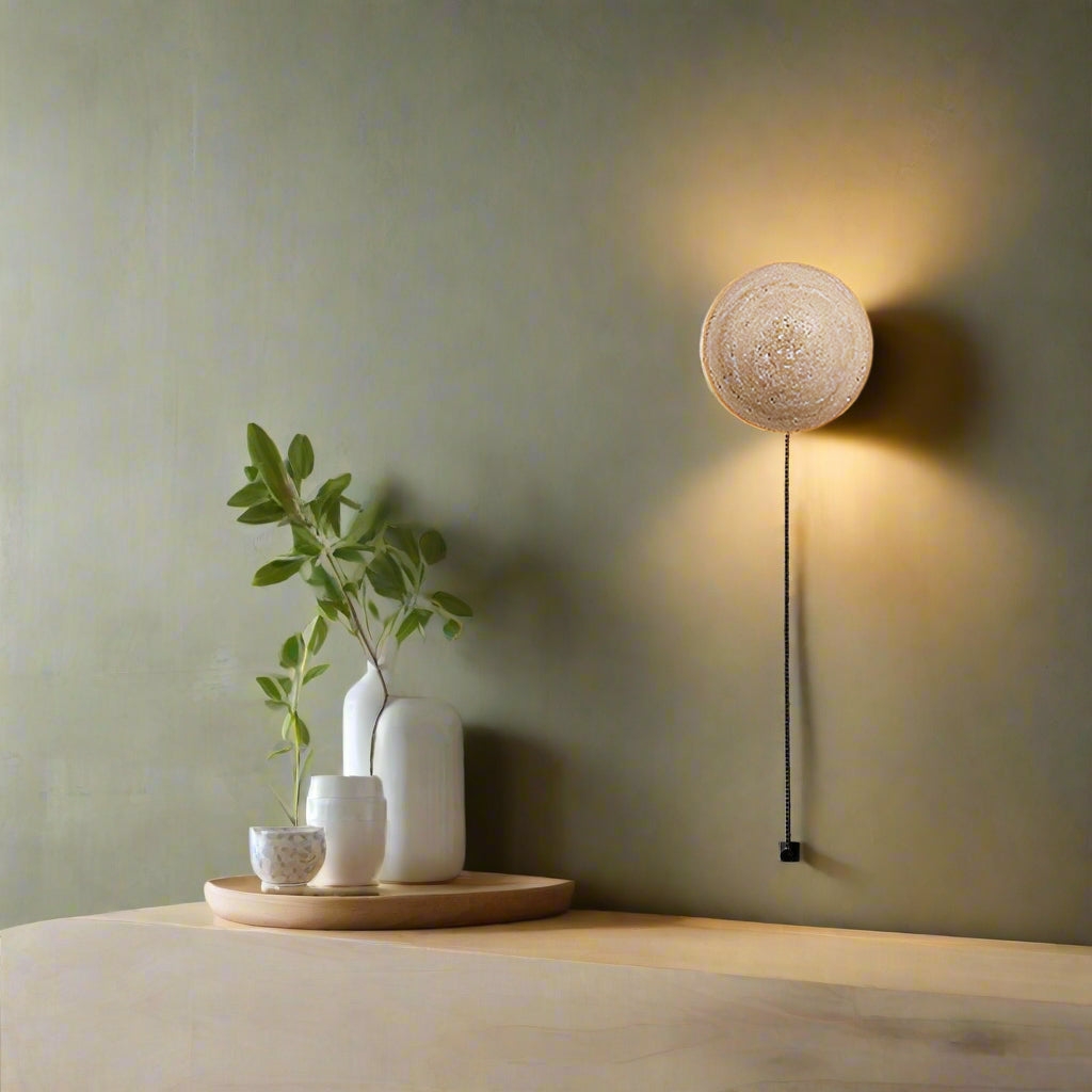 Amber Loft Travertine Round Sconce Wall Light D885