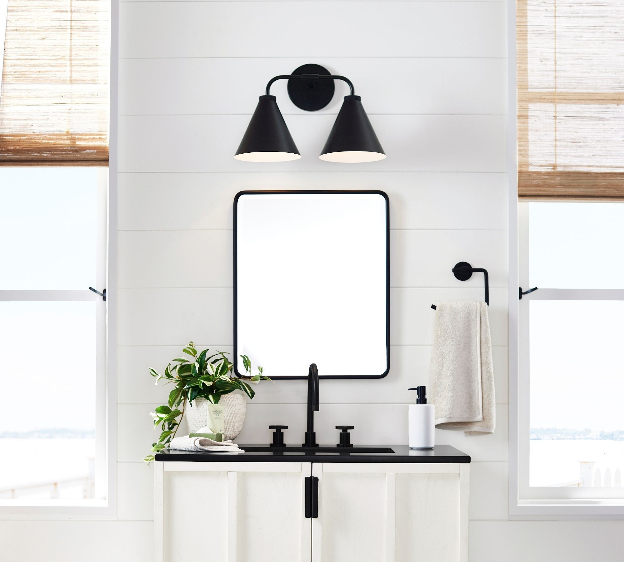 Korvi Iron Tapered Sconce Light - Wall Fixture in Black or Brass T125
