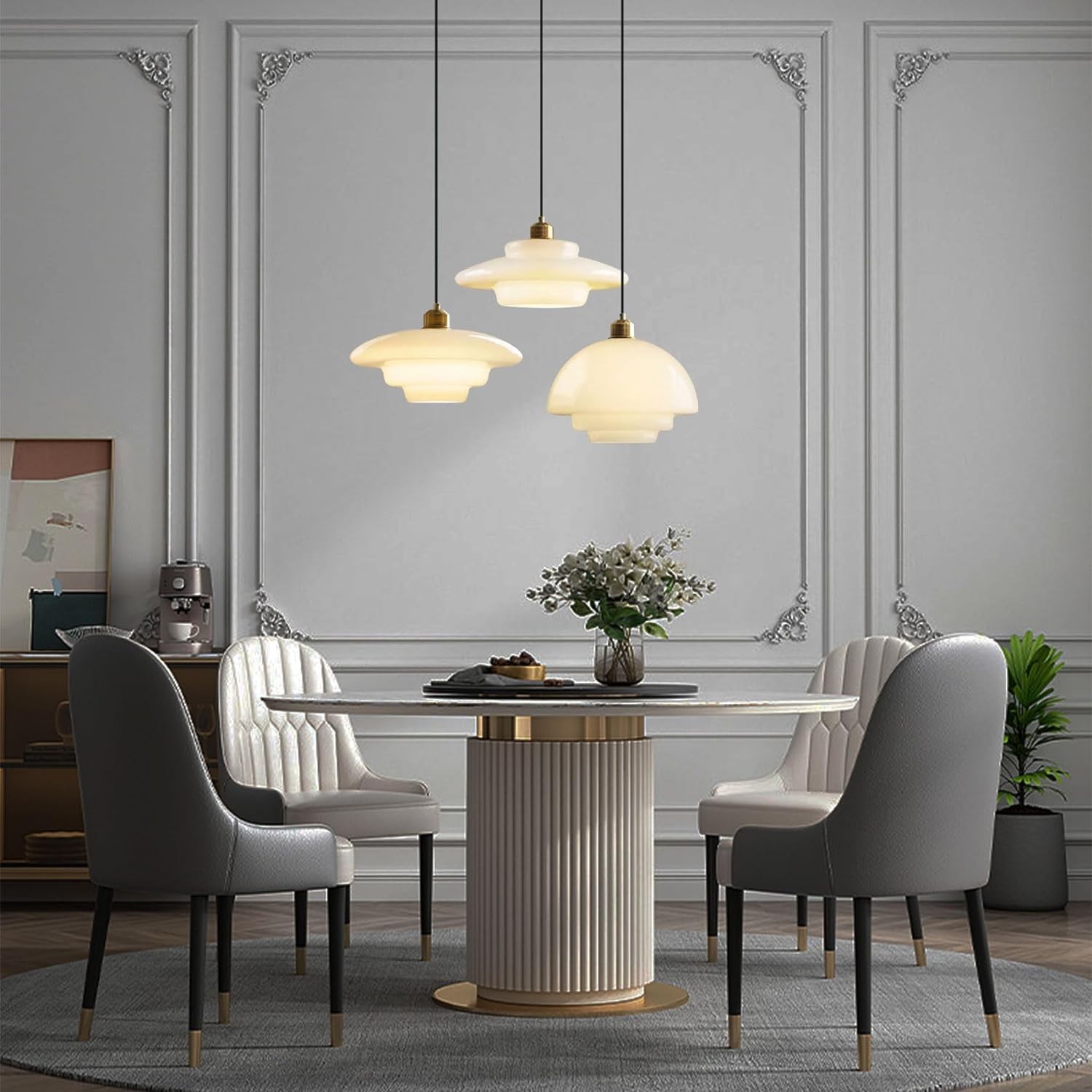 Mid-Century Art Milk White Glass Pendant Lamp S81