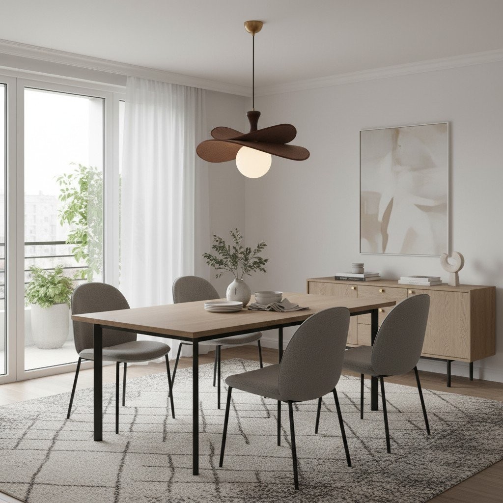 Orrise Blooming Petal Chandelier - Modern Metal and Wood for Living Rooms and Dining Rooms T529