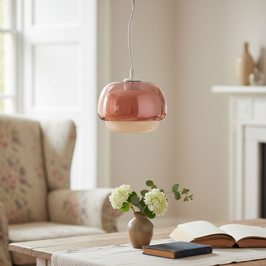 Clinco Modern Mushroom Pendant Light - Colored Glass Hanging Light T418