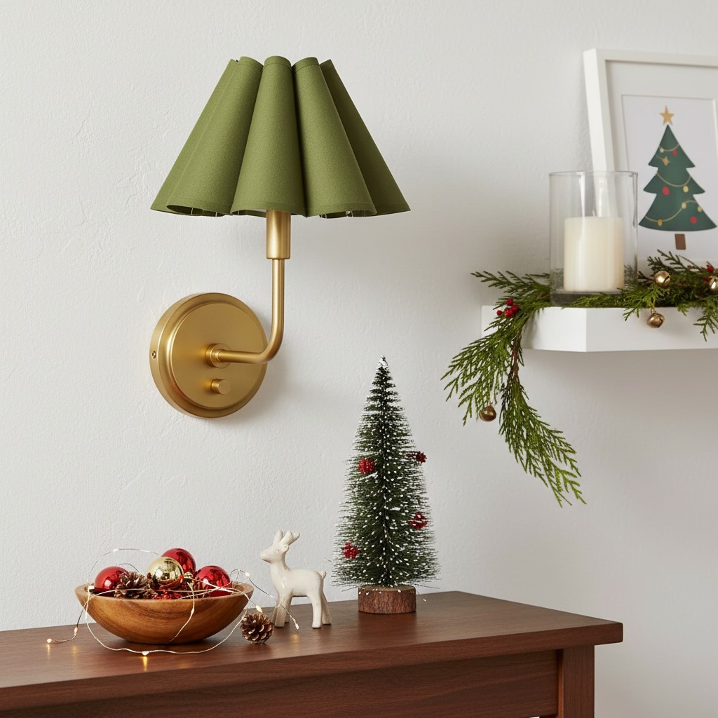 Capirise Scalloped Linen Brass Wall Lamp T228