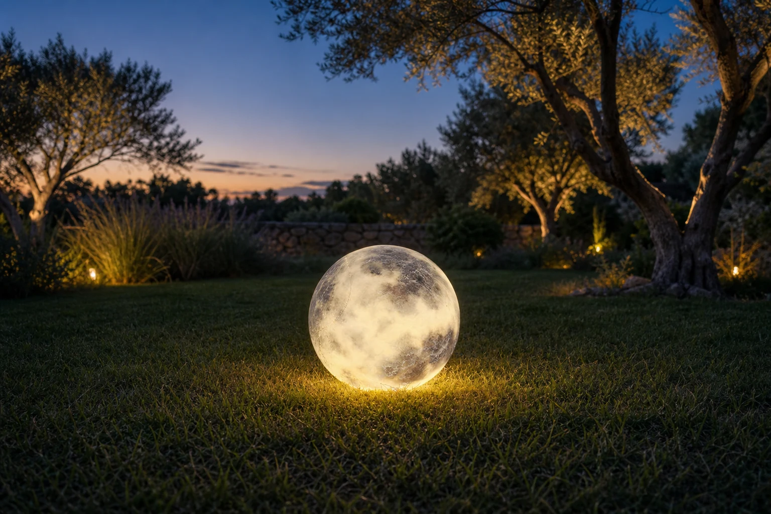 Lampa trawnikowa Moon zaaranżowana w stylu życia na świeżym powietrzu