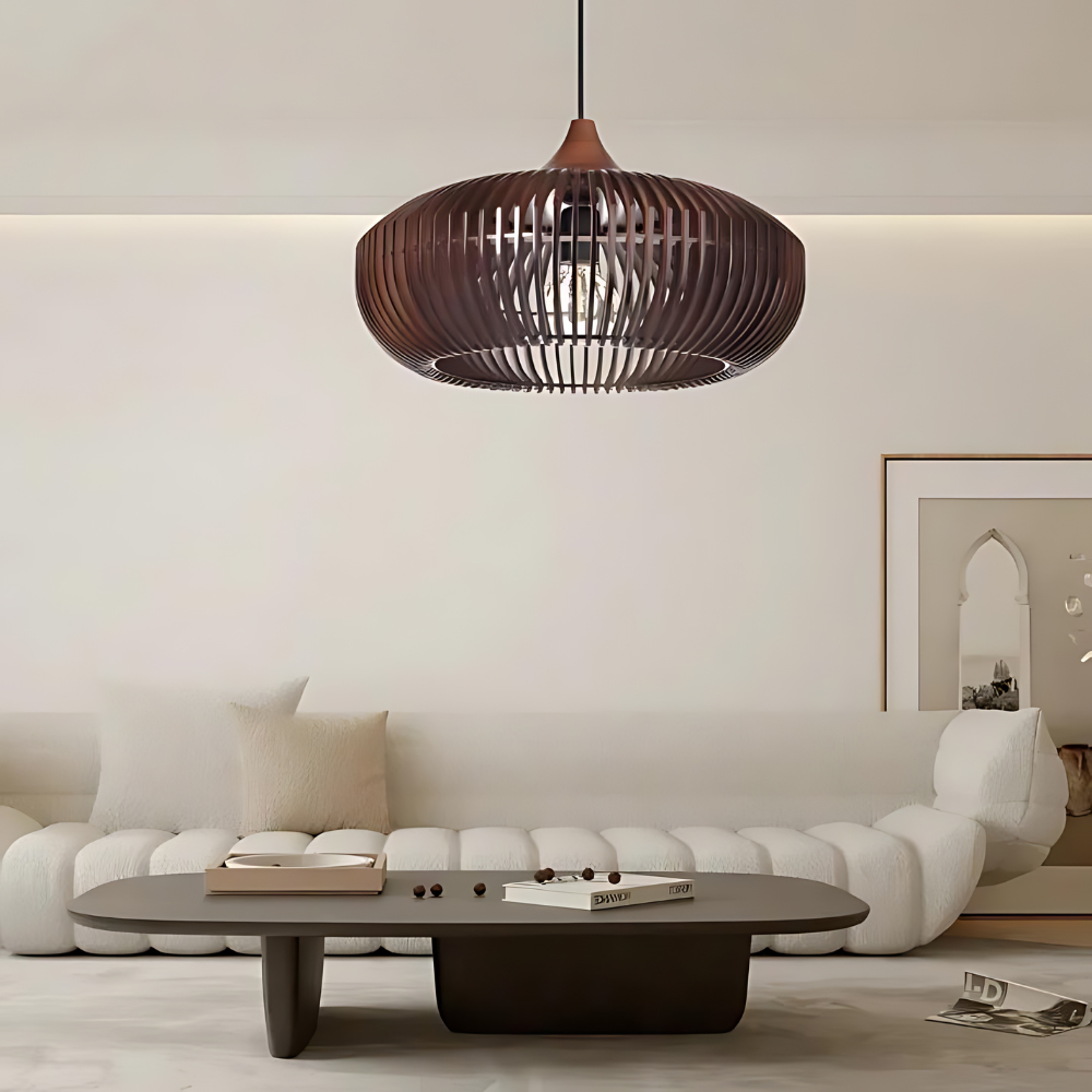 The Halo of Zen Japandi Wood Pendant Light D837