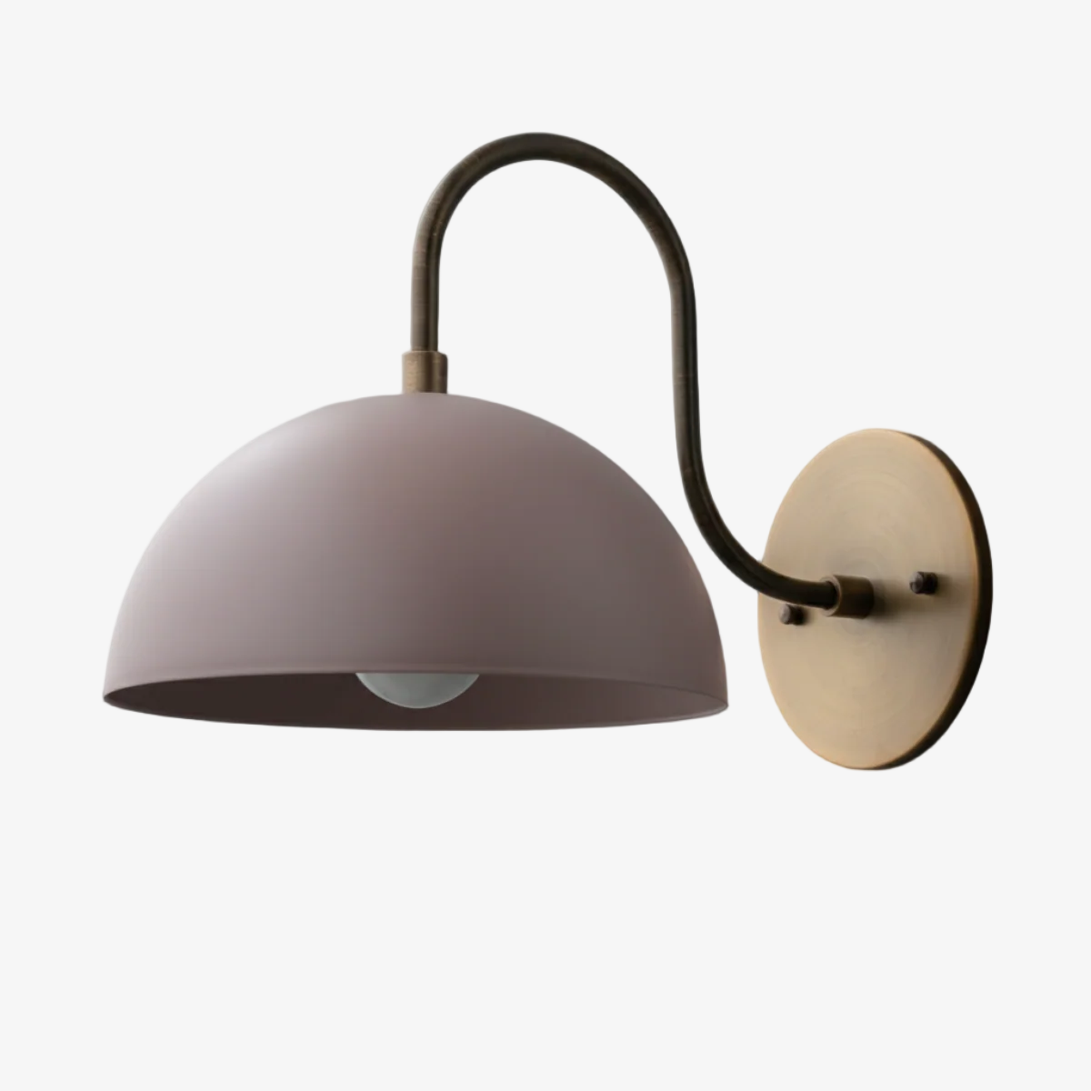Curva Metal Industrial Wall Sconce - Curved Brass Arm - Hammered Dome Light Fixture T408