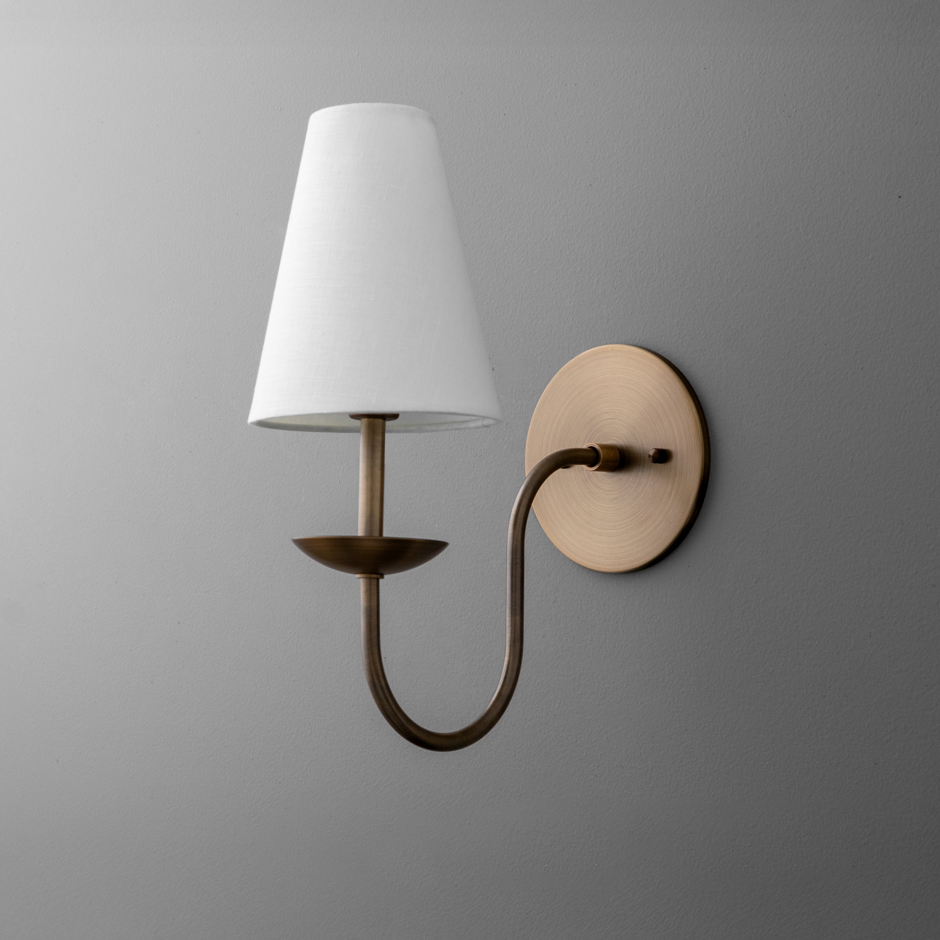 Curva Metal White Linen Sconce - Classic Brass Wall Light for Bedrooms T398