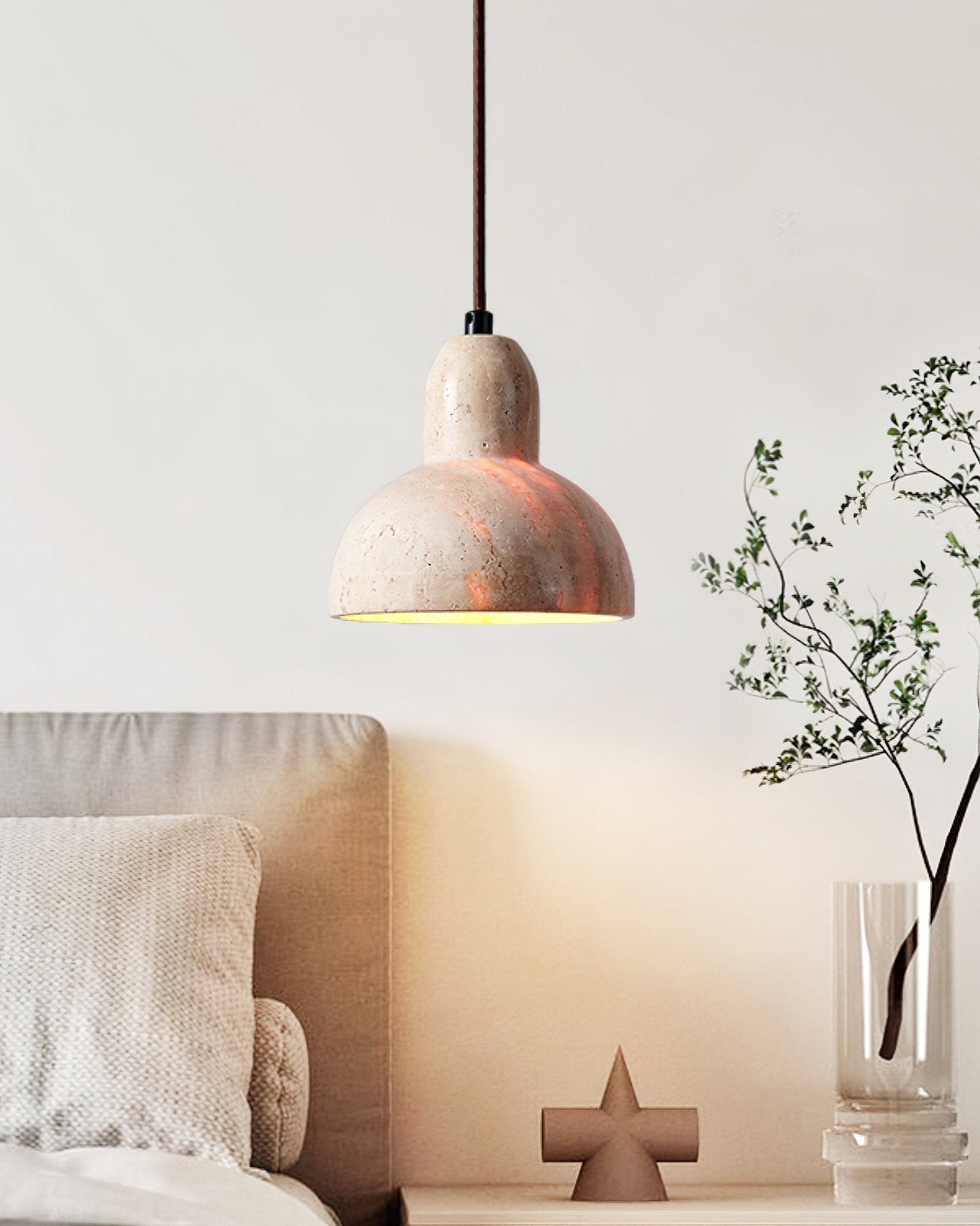 Wabi-Sabi Style Creative Travertine Pendant Light M18