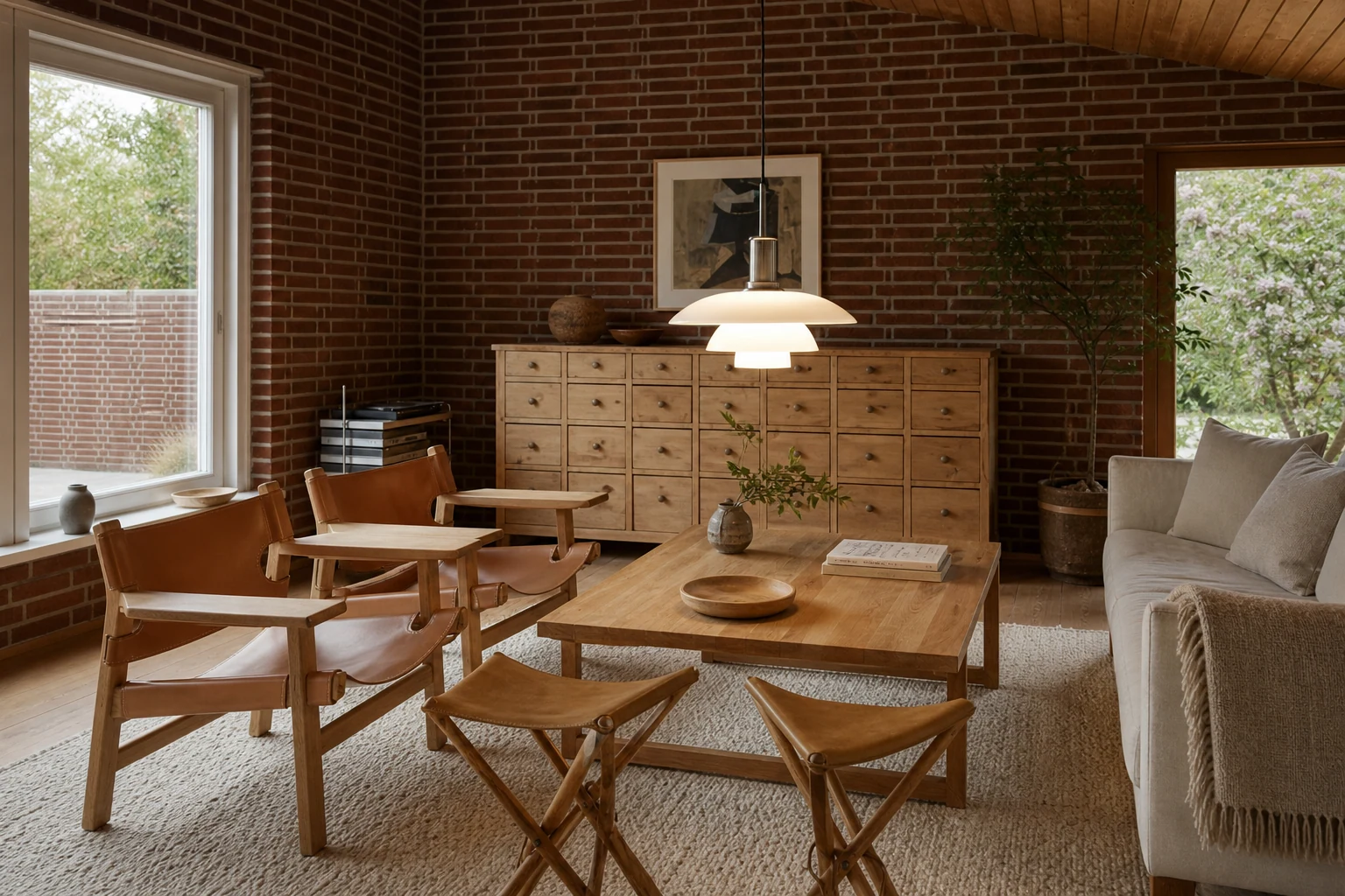 Escena de una habitación estilo de vida que muestra la lámpara colgante Danish Disc en contexto.