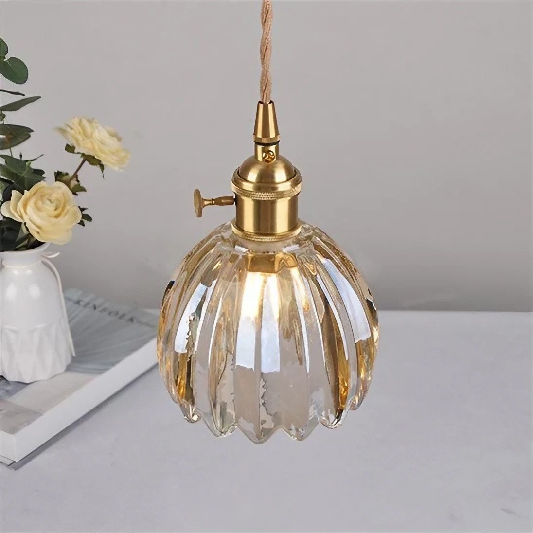 Japanese Retro Glass Flower Pendant Light S28