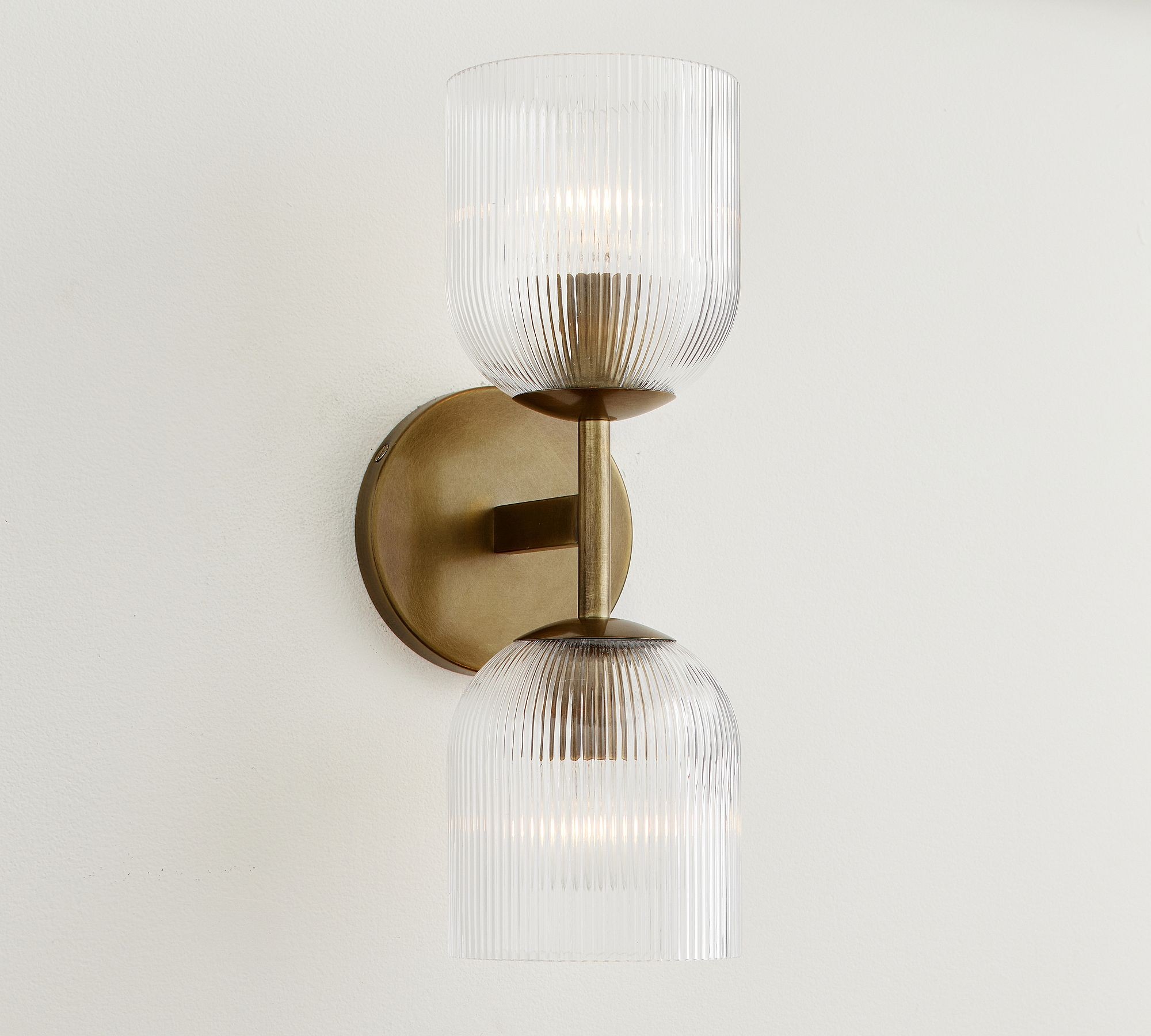 Bravira Ribbed Glass Sconce - Metal Wall Light with Clear Glass Shade T074
