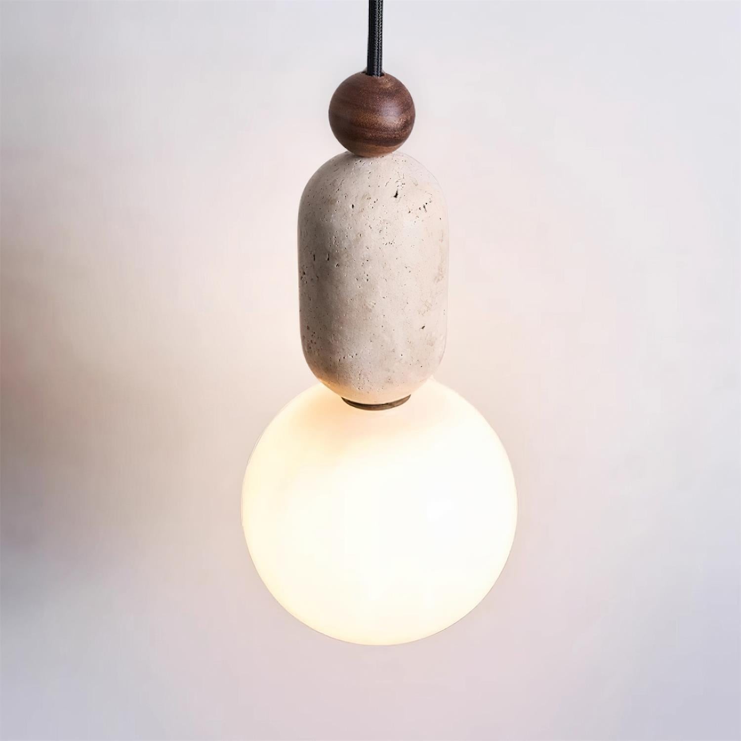 Wabi Sabi Travertine Glass Ball Pendant Light G17