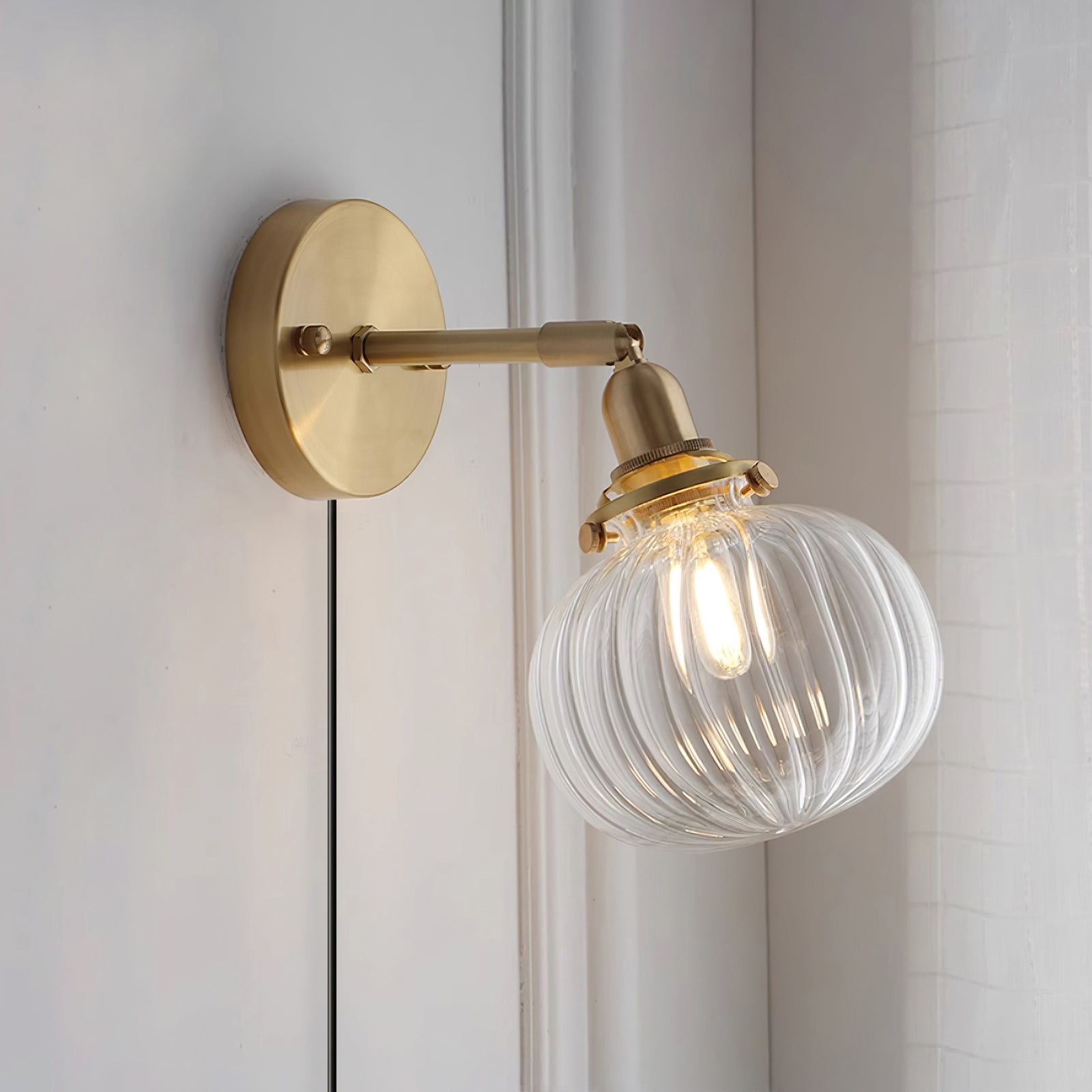 Japanese Style Vintage Brass Glass Wall Lamp M333
