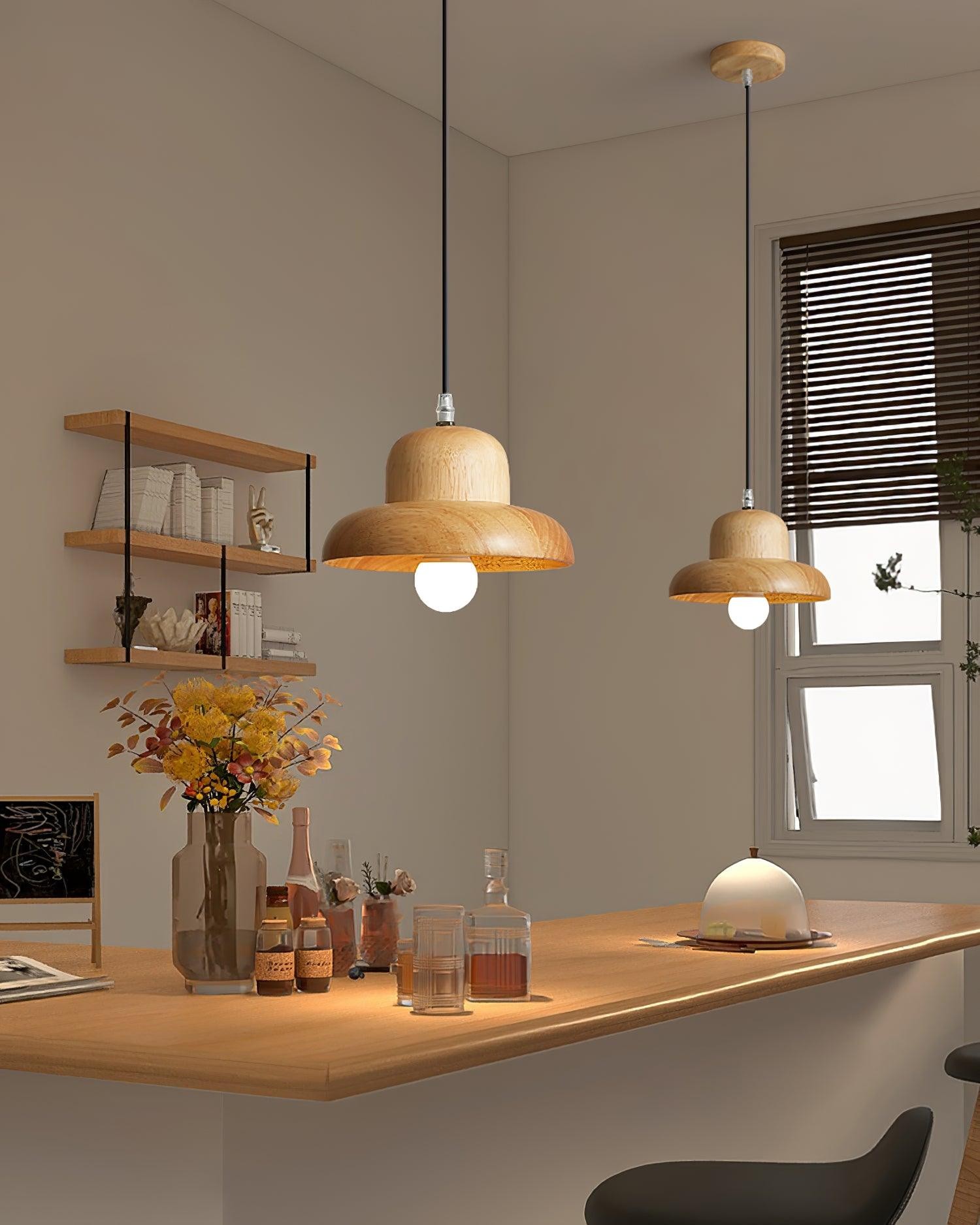 Wood Hat Pendant Lamp M296
