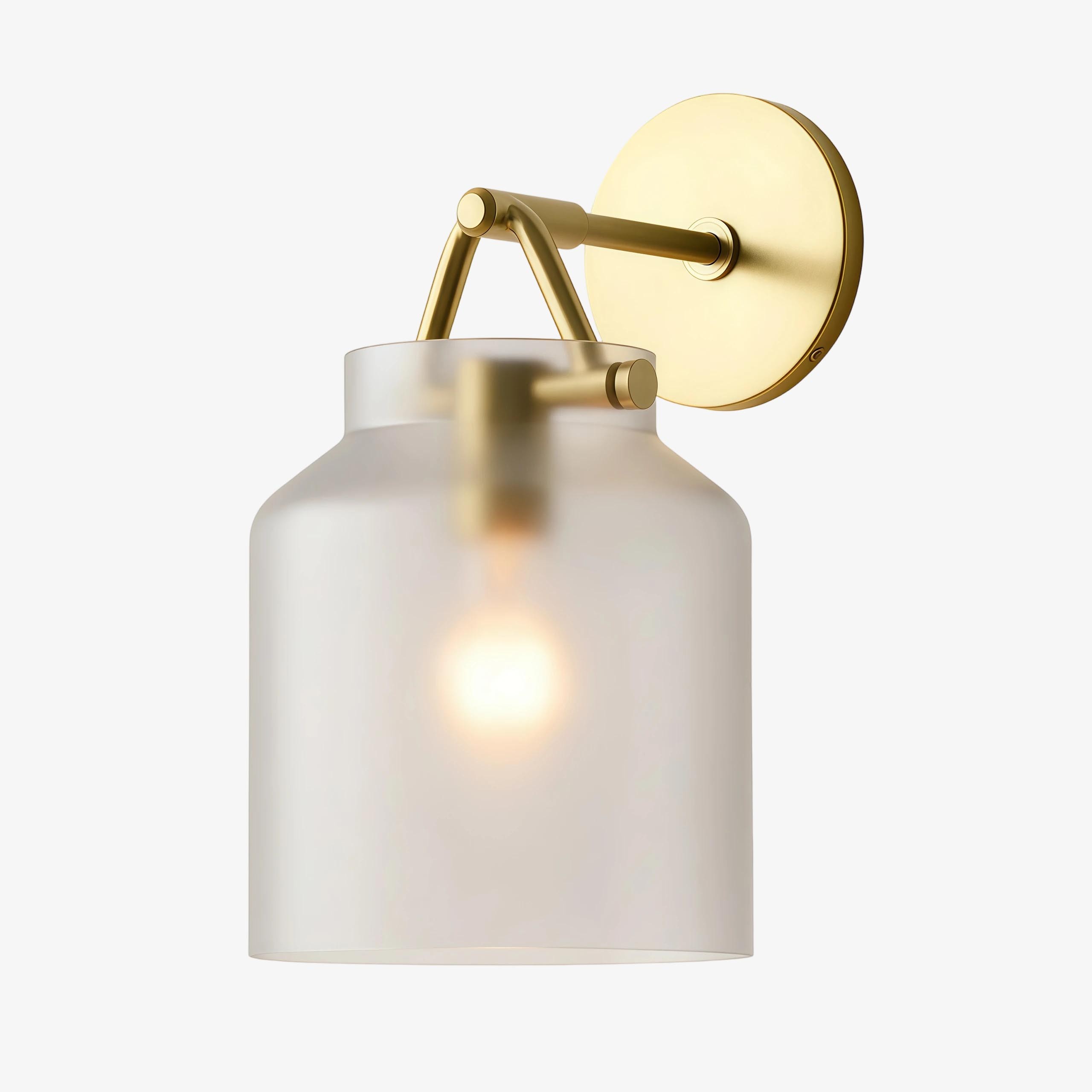 Hanton Modern Minimalist Brass and Glass Sconce – Damp Rated for Bathrooms T173