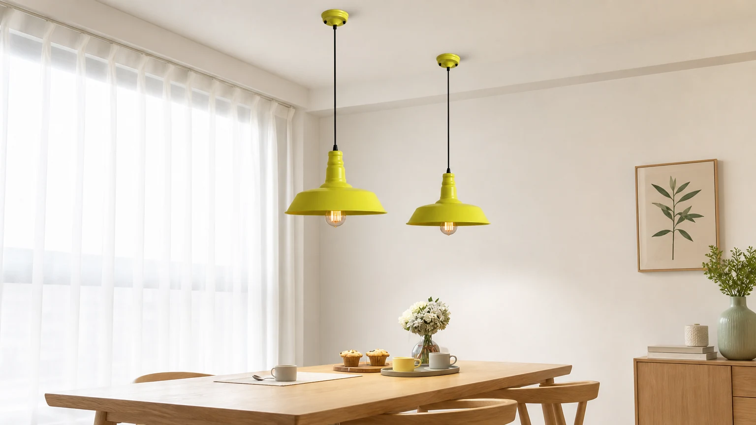 Lampa wisząca PORTSDOWN w jasnej pastelowej scenerii jadalni