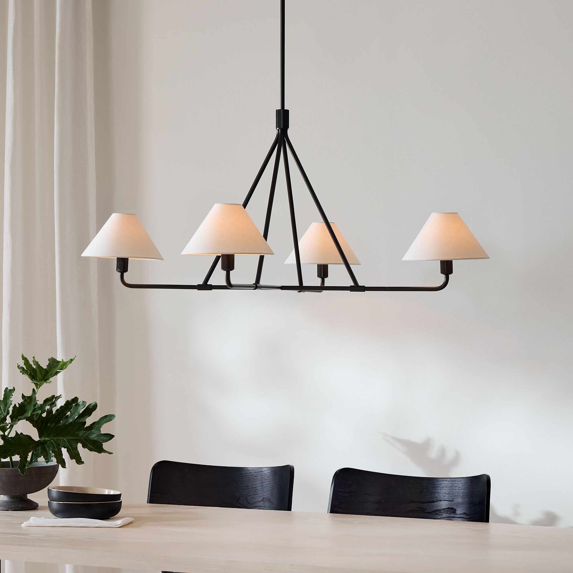 Diora Sleek Metal & Fabric Chandelier for Dining Room T038
