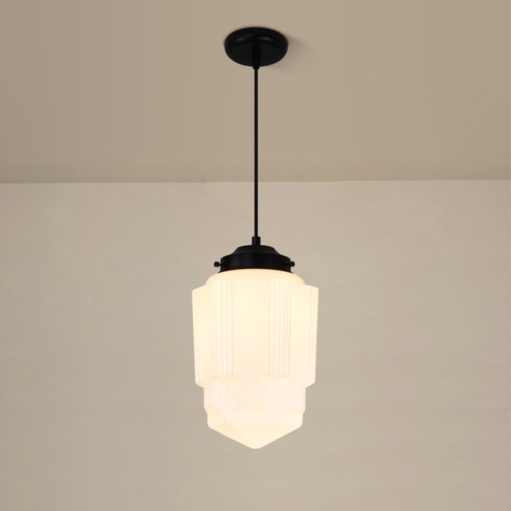 Modern White Milk Glass Geometric Jar Pendant Lamp S167