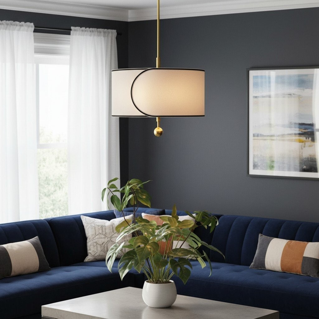 Roven 3-Light Drum Pendant Light - Modern Transitional Layered Fabric for Dining Room or Living Room T659