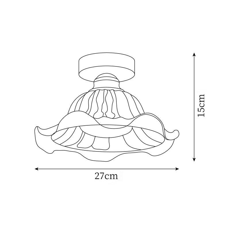 Diagram wymiarowy lampy sufitowej Vintage Glass Flower M332 przedstawiający średnicę 27 cm i wysokość 15 cm