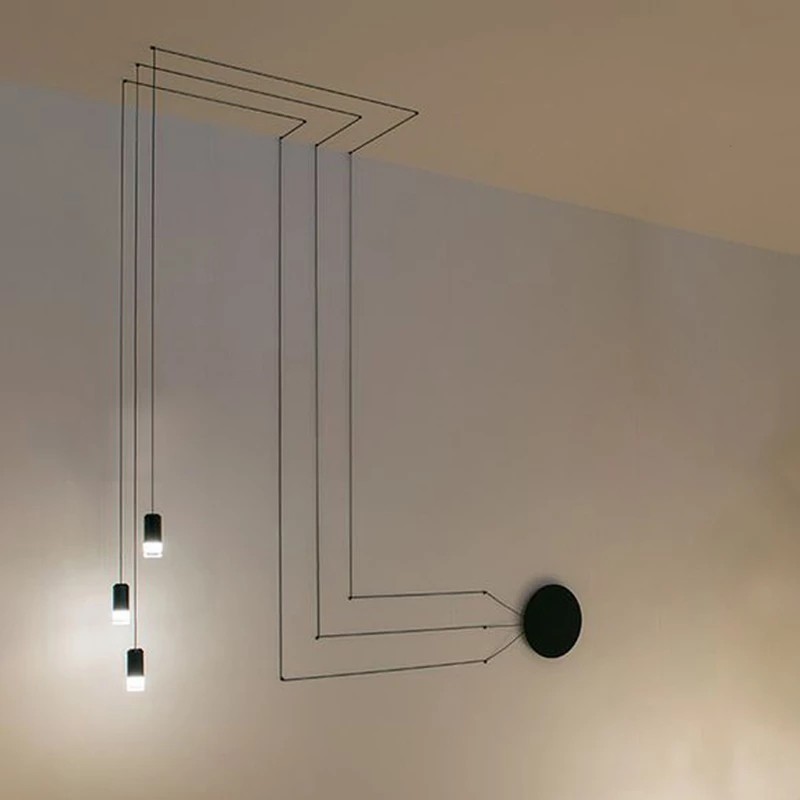 Industrial Black Wireflow Free Form LED Pendant Light