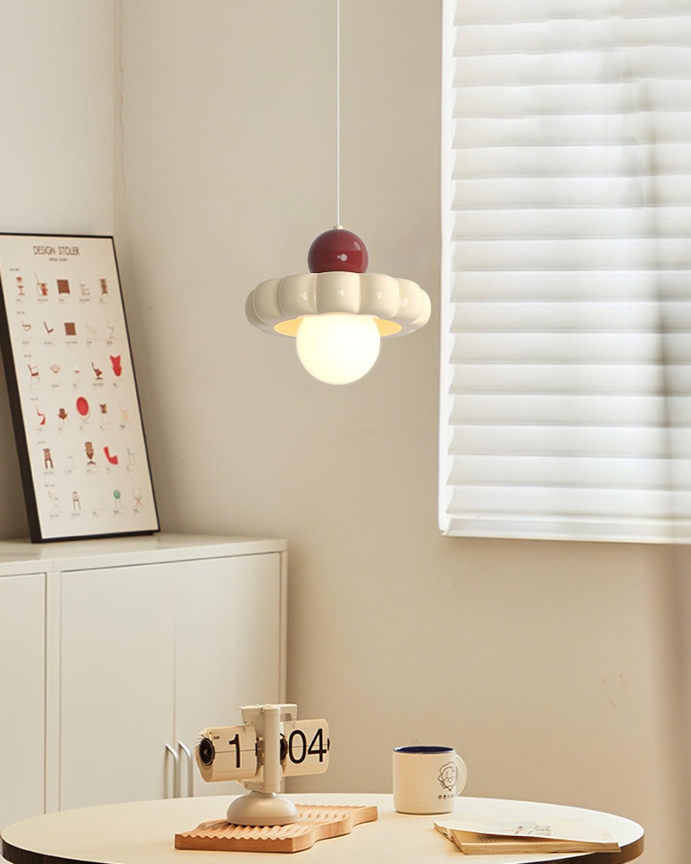 Cream Style Long Line Pumpkin Texture Pendant Lamp M275