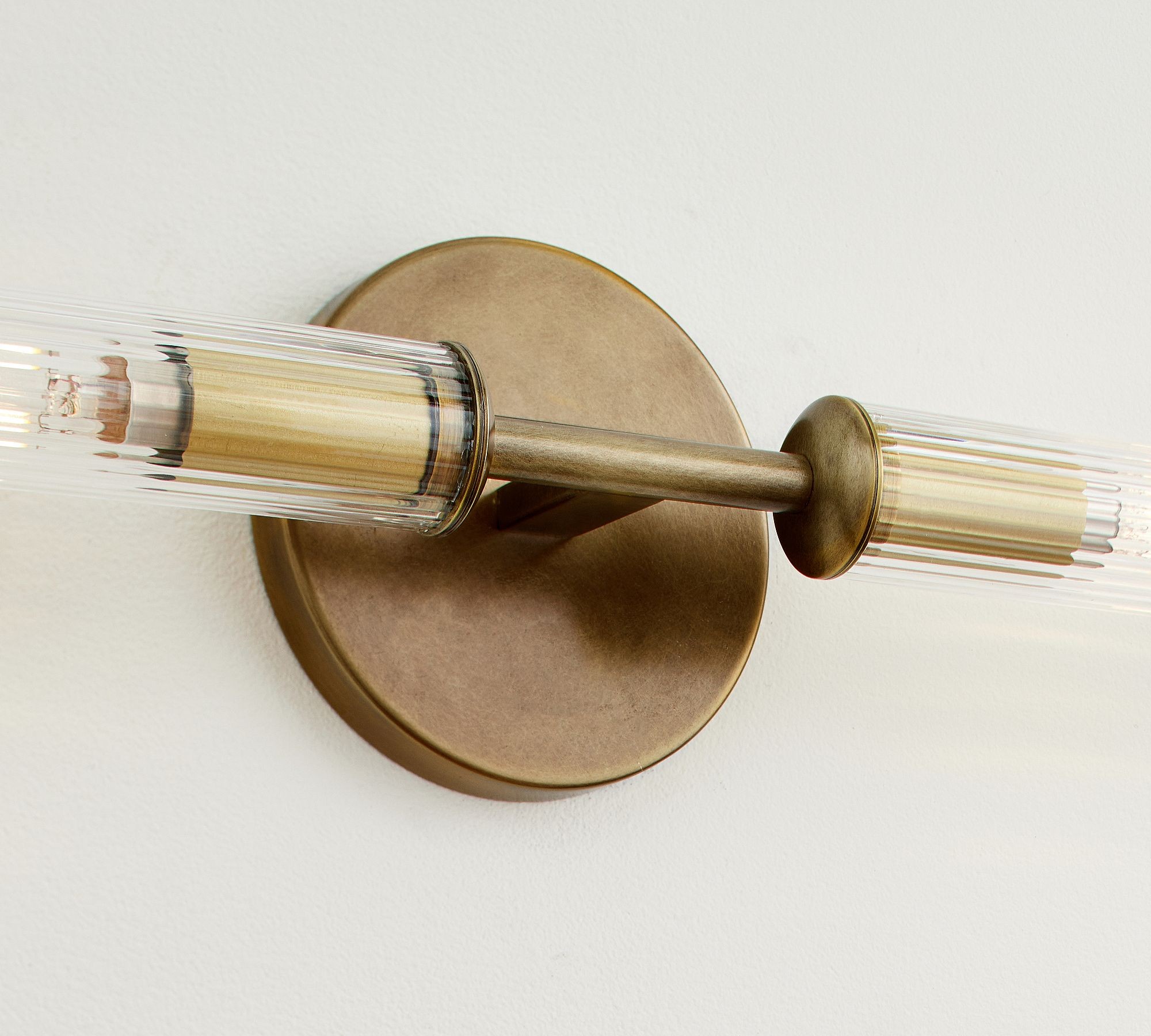 Bravira Ribbed Glass Wall Lamp - Tube Metal Light in Classic Finishes T075