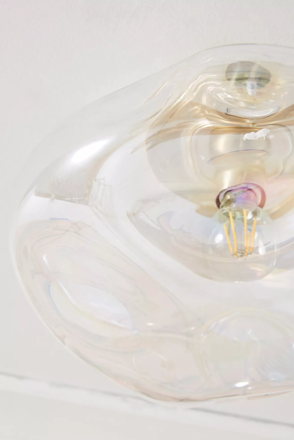 Lightail Flush Mount Ceiling Light - Iridescent Glass with Brass Base T132