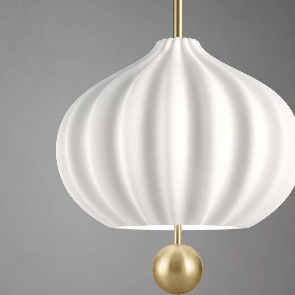 Zbliżenie lampy wiszącej Lilli D453 ze szkła i mosiądzu