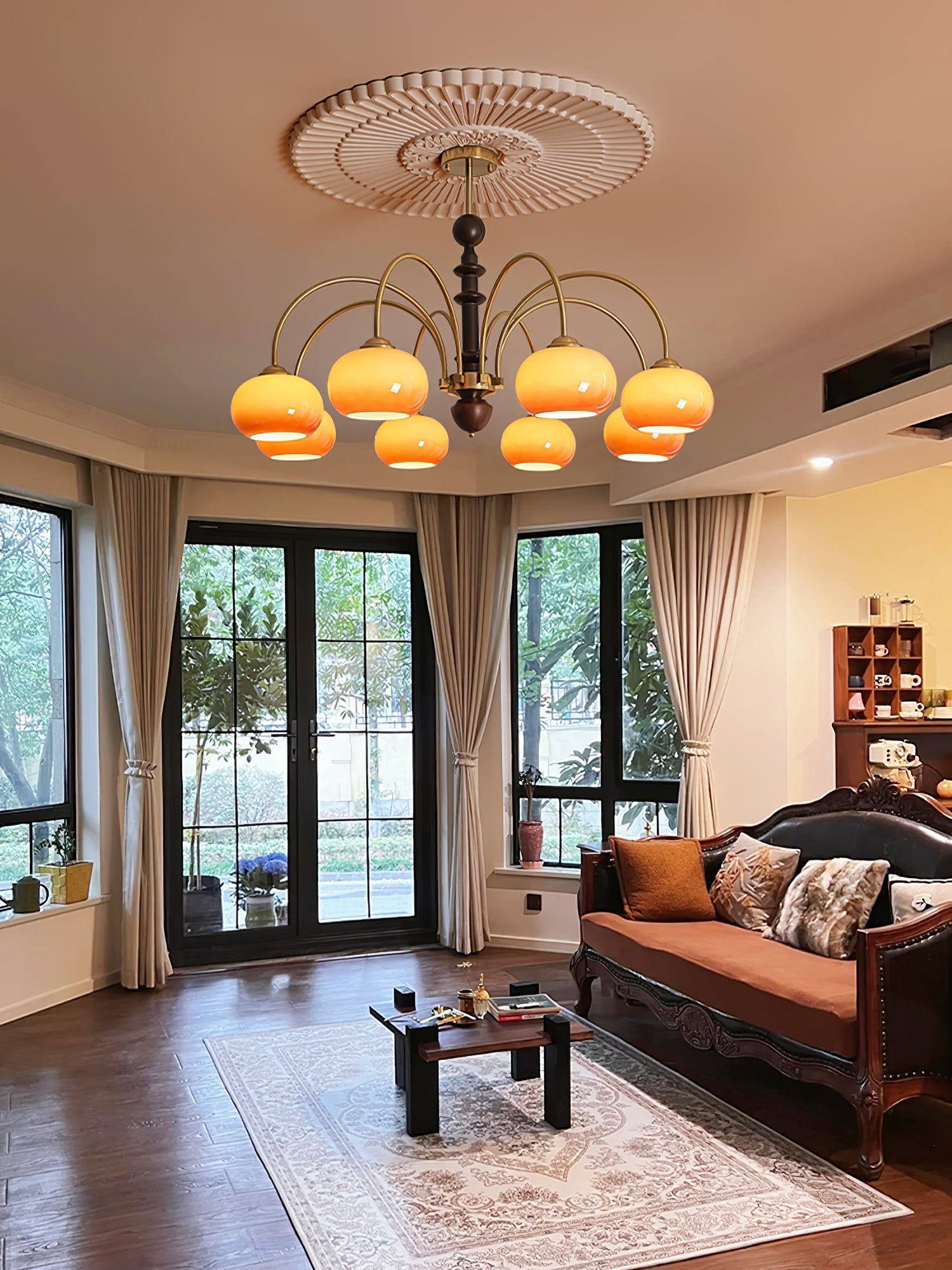 Vintage Bauhaus Persimmon Chandelier M526